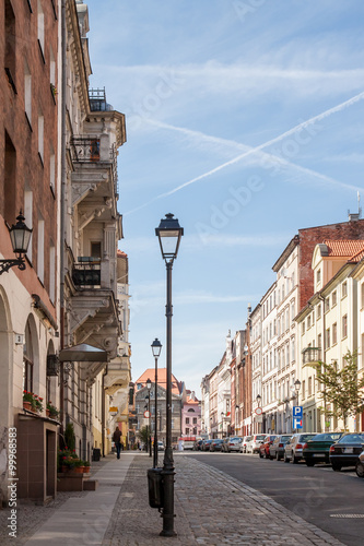 wrought lantern on street of old european town