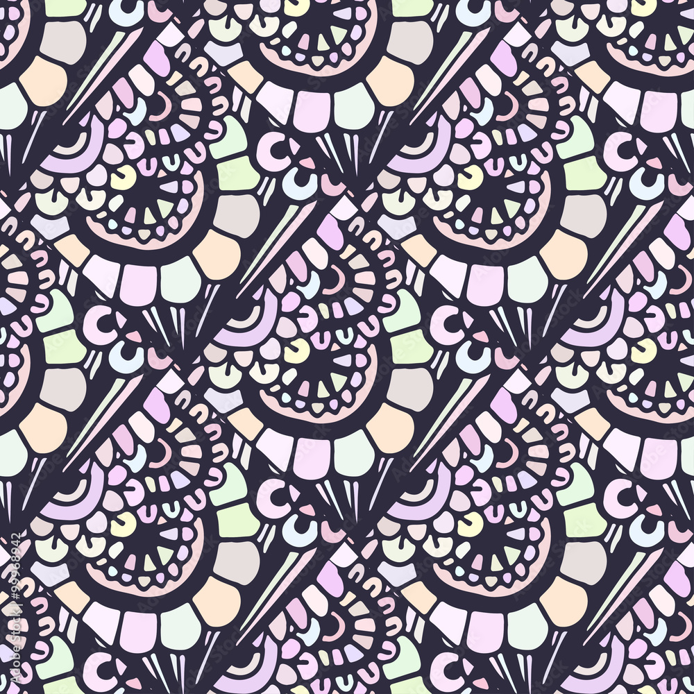 Naklejka premium Doodle seamless pattern in vector. Creative floral background for your design, wrapping paper, textile