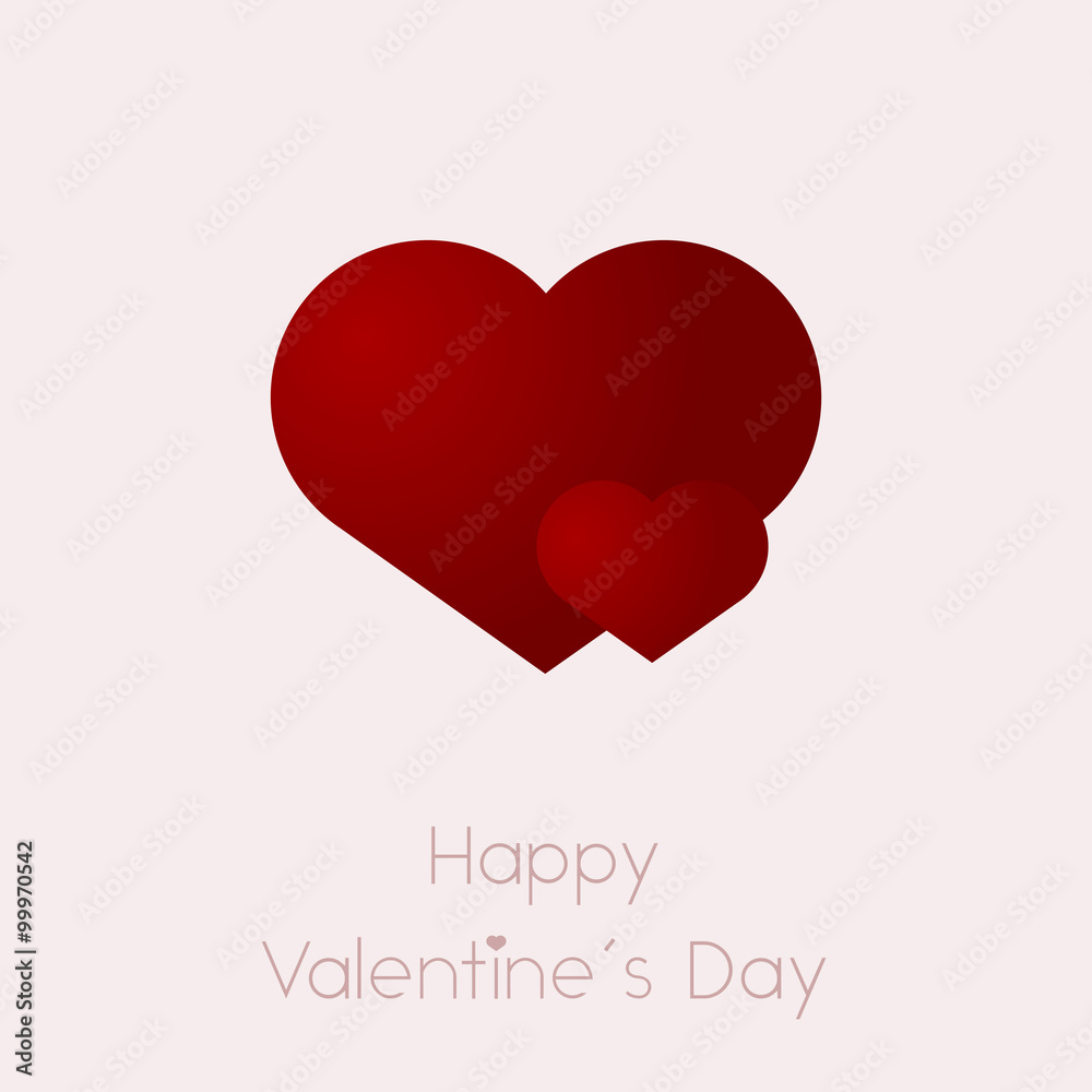 Red heart, love, Valentines day heart with text on light pink background