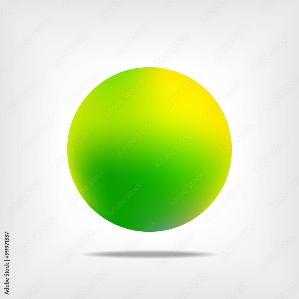 Green glossy sphere isolated on white. Vector illustration for your design.