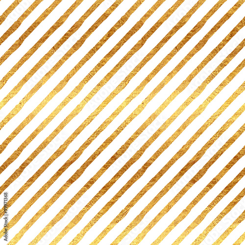 Gold Stripes Faux Foil Metallic White Background Pattern