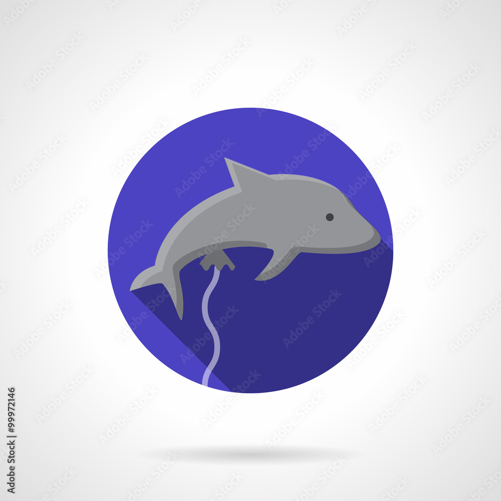 Gray dolphin balloon flat round vector icon Gray dolphin balloon flat round vector icon