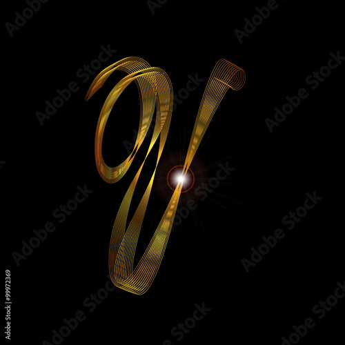 Letter V In Gold