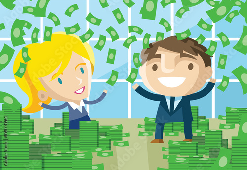 rich man and woman with money