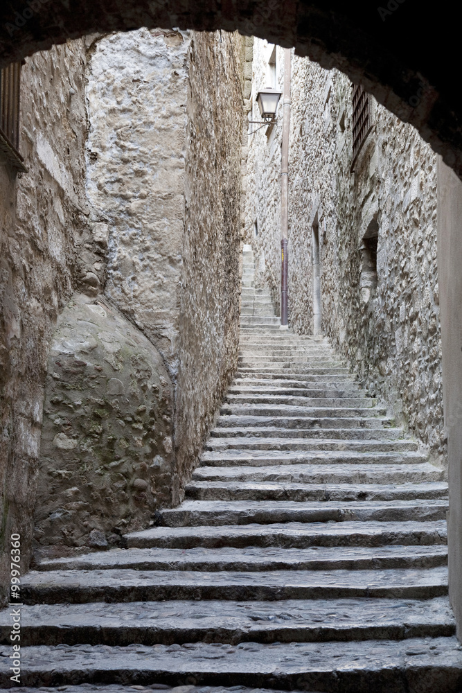 Call Street in Jewish Quarter in Girona, Catalonia, Spain Call Street in Jewish Quarter in Girona, Catalonia, Spain