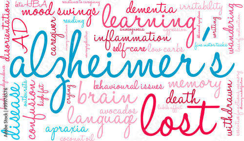 Alzheimer's word cloud on a white background. 