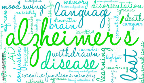 Alzheimer's word cloud on a white background.