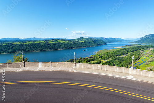 Road and Columbia River View