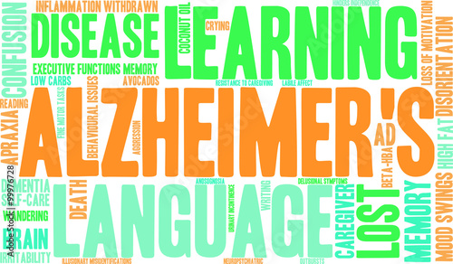Alzheimer's word cloud on a white background. 