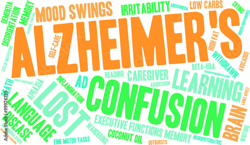 Alzheimer's word cloud on a white background. 