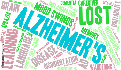 Alzheimer's word cloud on a white background. 