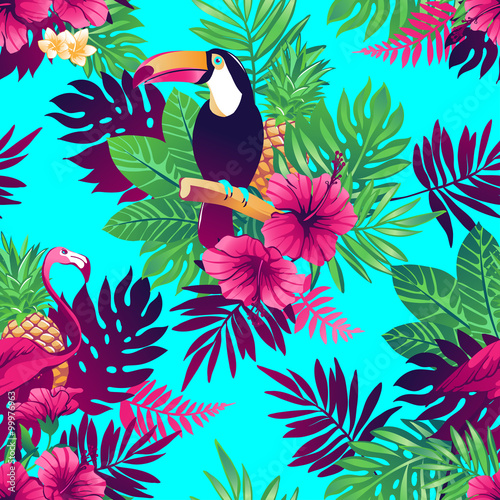 Tropical seamless pattern.