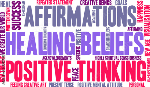 Healing Beliefs word cloud on a white background. 