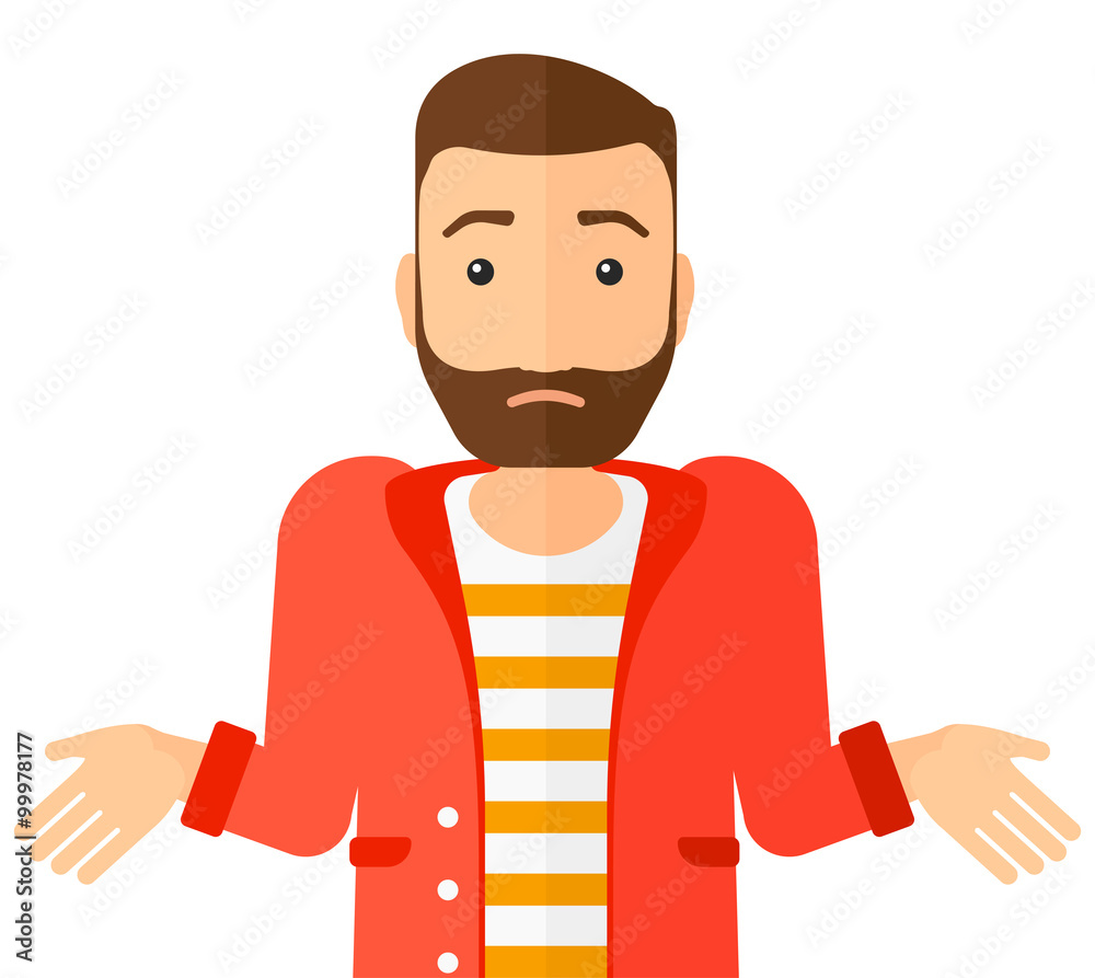 Confused man shrugging his shoulders. Confused man shrugging his shoulders.