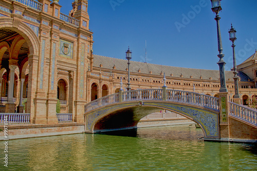 Bridge in Plaza de Espana over the water in Sevilla, Spain © manuels1973