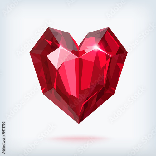 Faceted ruby heart vector illustration