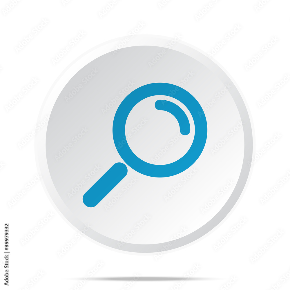 Flat blue Magnifying Glass icon on circle web button on white Flat blue Magnifying Glass icon on circle web button on white