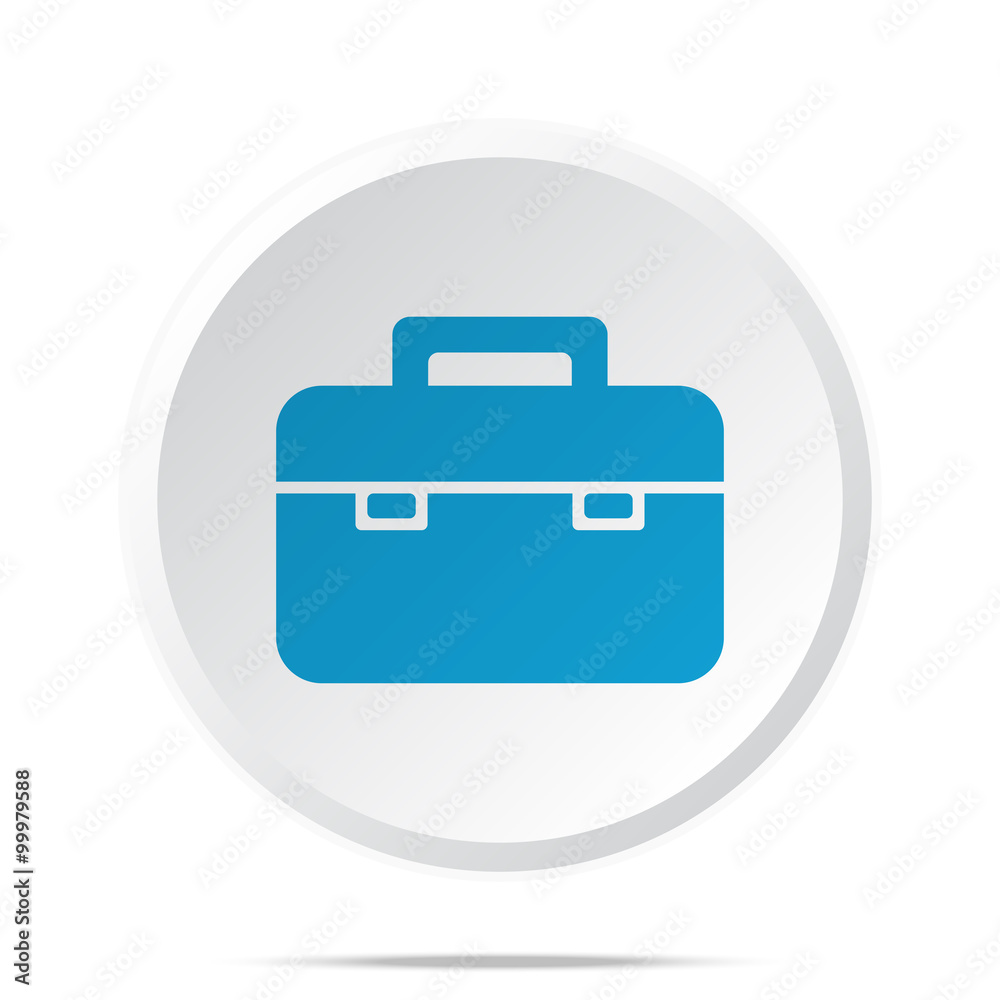 Flat blue Briefcase icon on circle web button on white Flat blue Briefcase icon on circle web button on white
