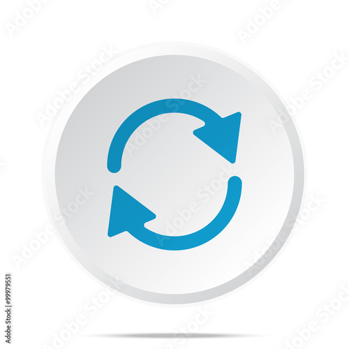 Flat blue Refresh icon on circle web button on white