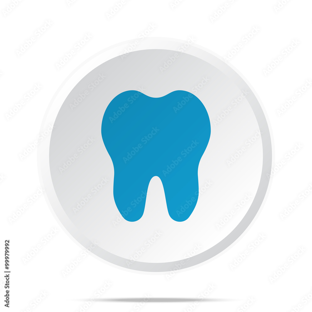 Flat blue Tooth icon on circle web button on white Flat blue Tooth icon on circle web button on white