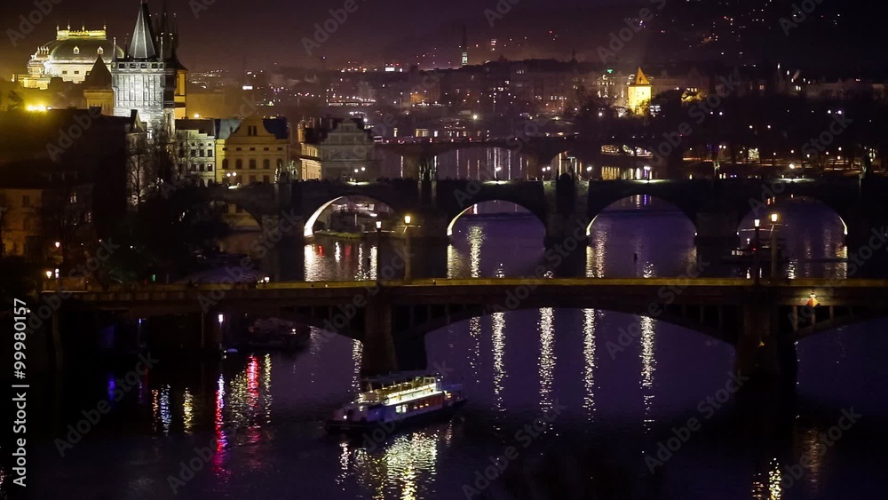 Panoramic view of bridges on Vltava, Prague, Czech Republic Panoramic view of bridges on Vltava, Prague, Czech Republic
