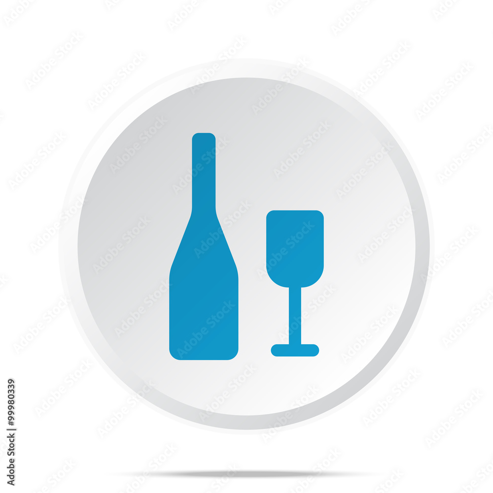 Flat blue Wine icon on circle web button on white Flat blue Wine icon on circle web button on white