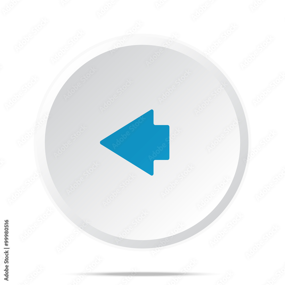 Flat blue Arrow Left icon on circle web button on white Flat blue Arrow Left icon on circle web button on white