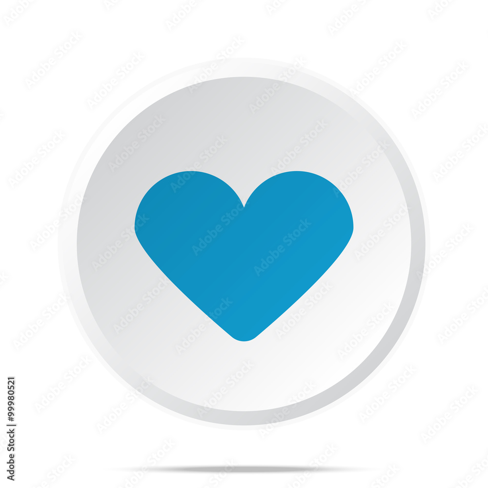 Flat blue Heart icon on circle web button on white Flat blue Heart icon on circle web button on white