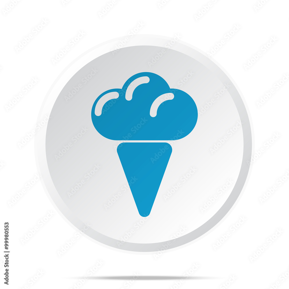 Flat blue Ice Cream icon on circle web button on white Flat blue Ice Cream icon on circle web button on white