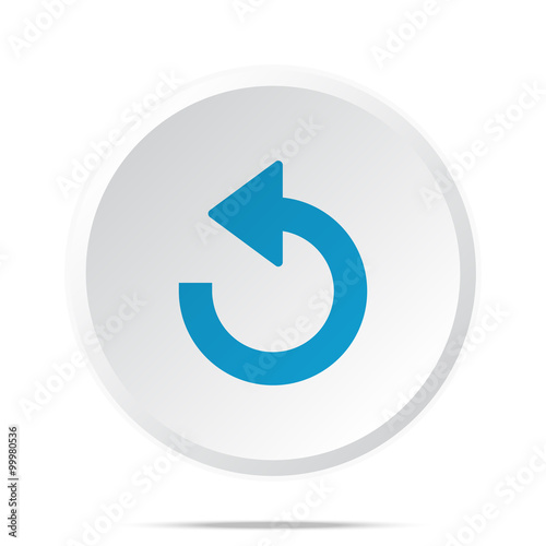 Flat blue Undo icon on circle web button on white