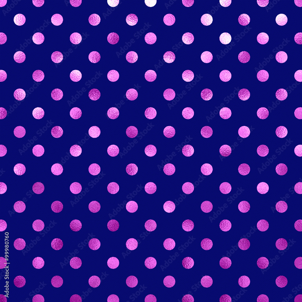 Hot Pink Violet Dark Blue Metallic Foil Polka Dot Pattern Swiss
