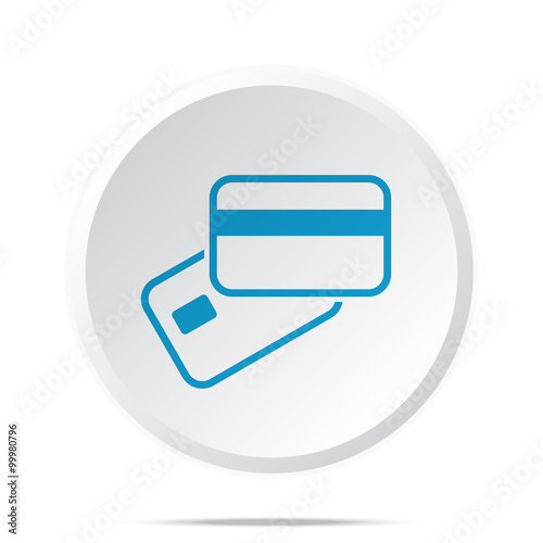 Flat blue Credit Card Payment icon on circle web button on white