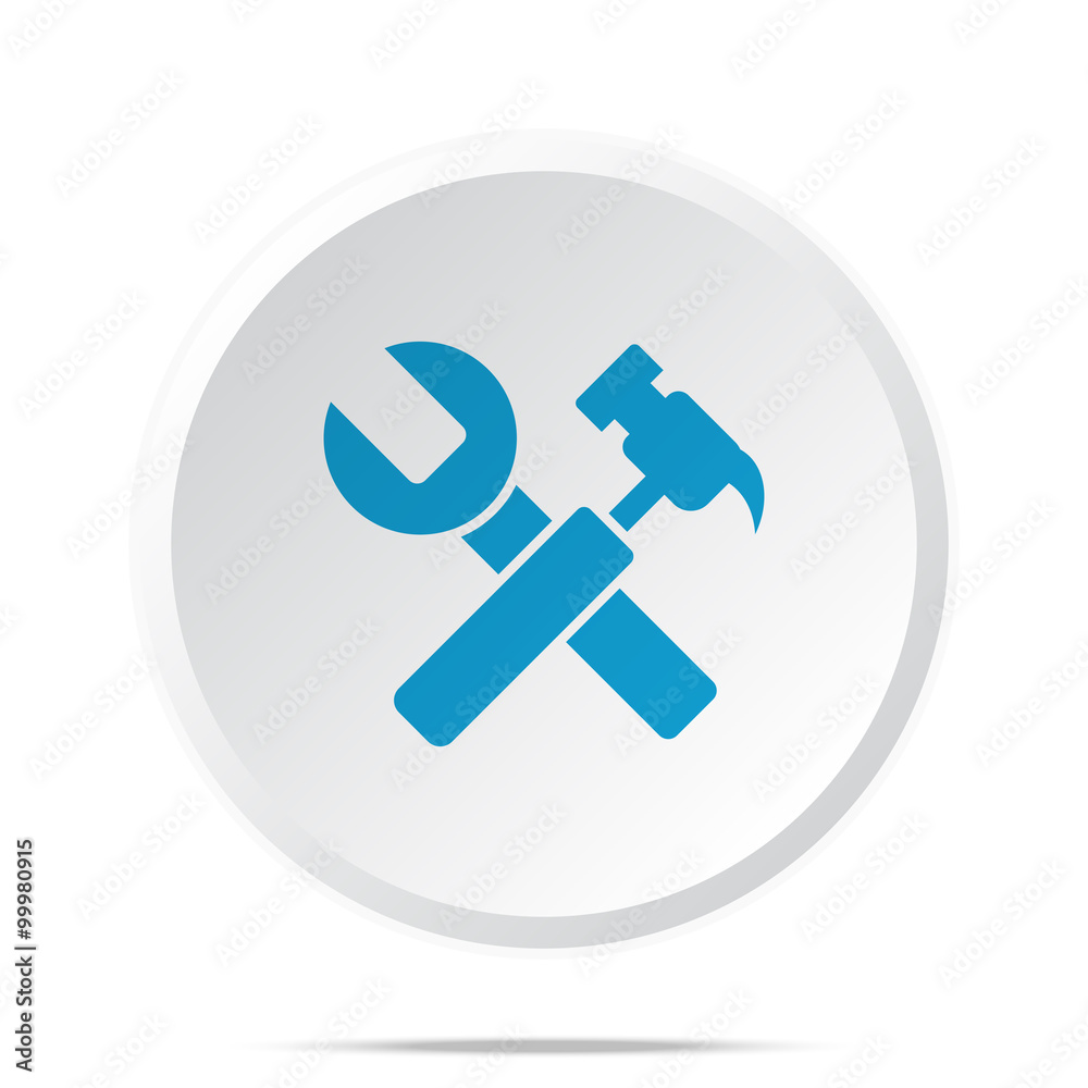 Flat blue Service icon on circle web button on white Flat blue Service icon on circle web button on white