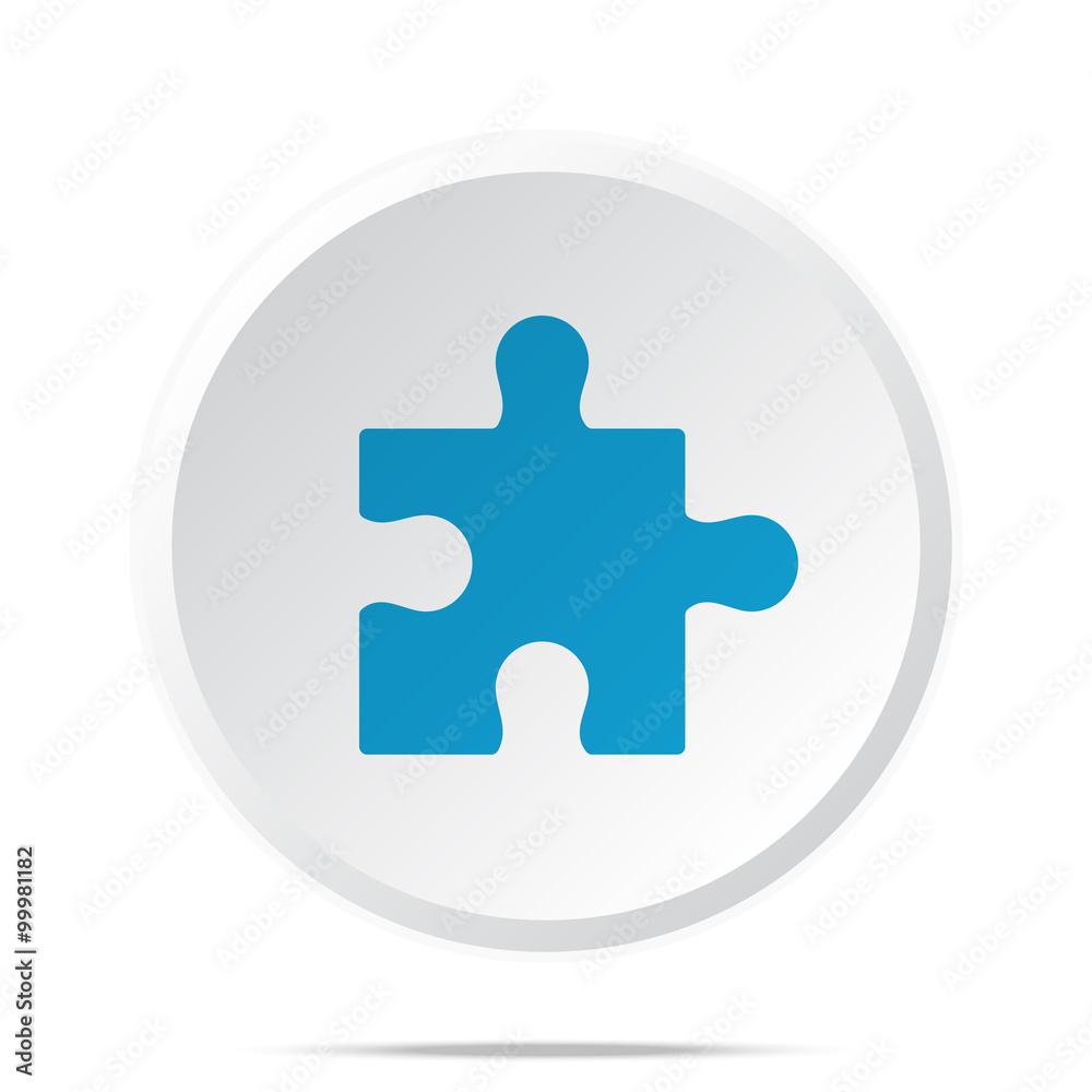 Flat blue Puzzle icon on circle web button on white Flat blue Puzzle icon on circle web button on white