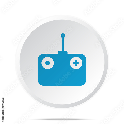 Flat blue Radio Control icon on circle web button on white