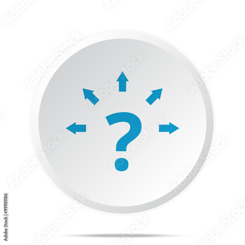 Flat blue Question Mark Arrows icon on circle web button on whit