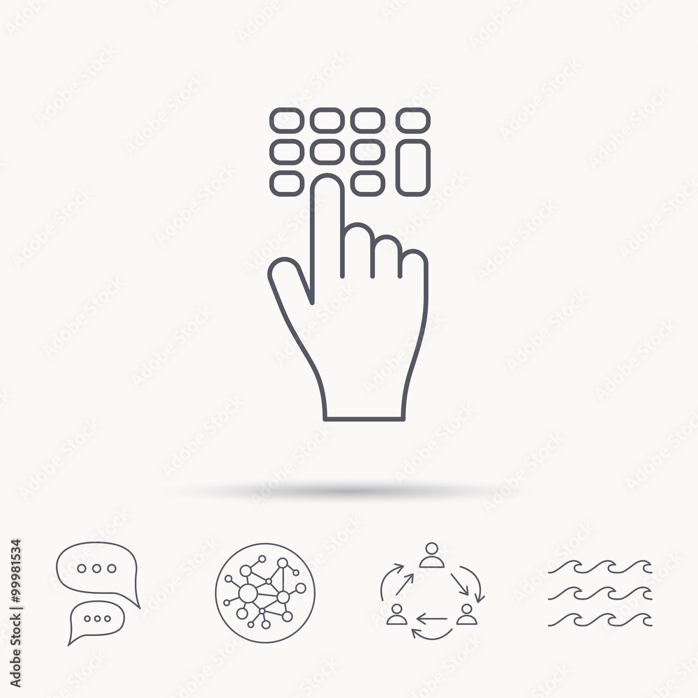 Fototapeta premium Wpisz ikonę kodu PIN. Kliknij znak wskaźnika dłoni.