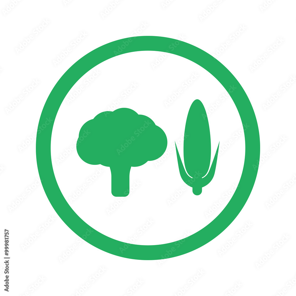 Flat green Vegetables icon and green circle Flat green Vegetables icon and green circle