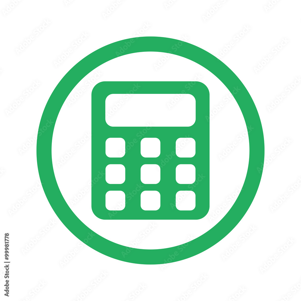 Flat green Calculator icon and green circle Flat green Calculator icon and green circle