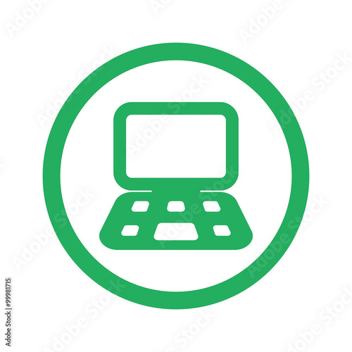 Flat green Computer icon and green circle