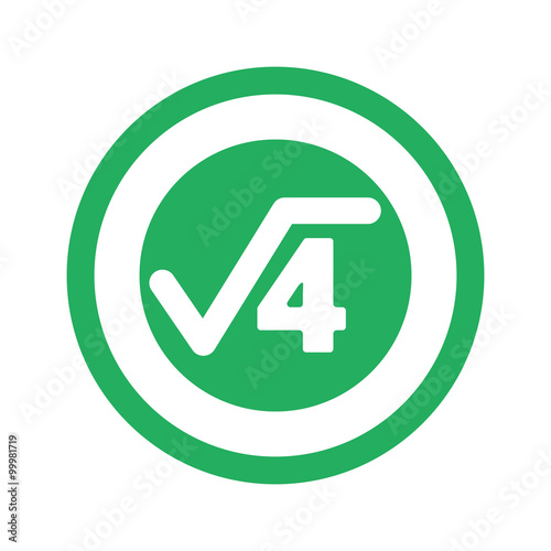 Flat green Square Root icon and green circle