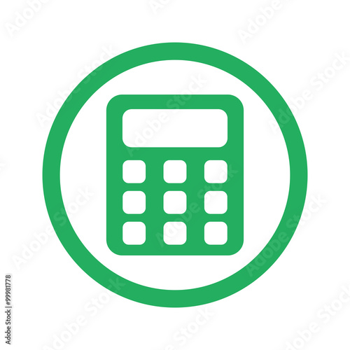 Flat green Calculator icon and green circle