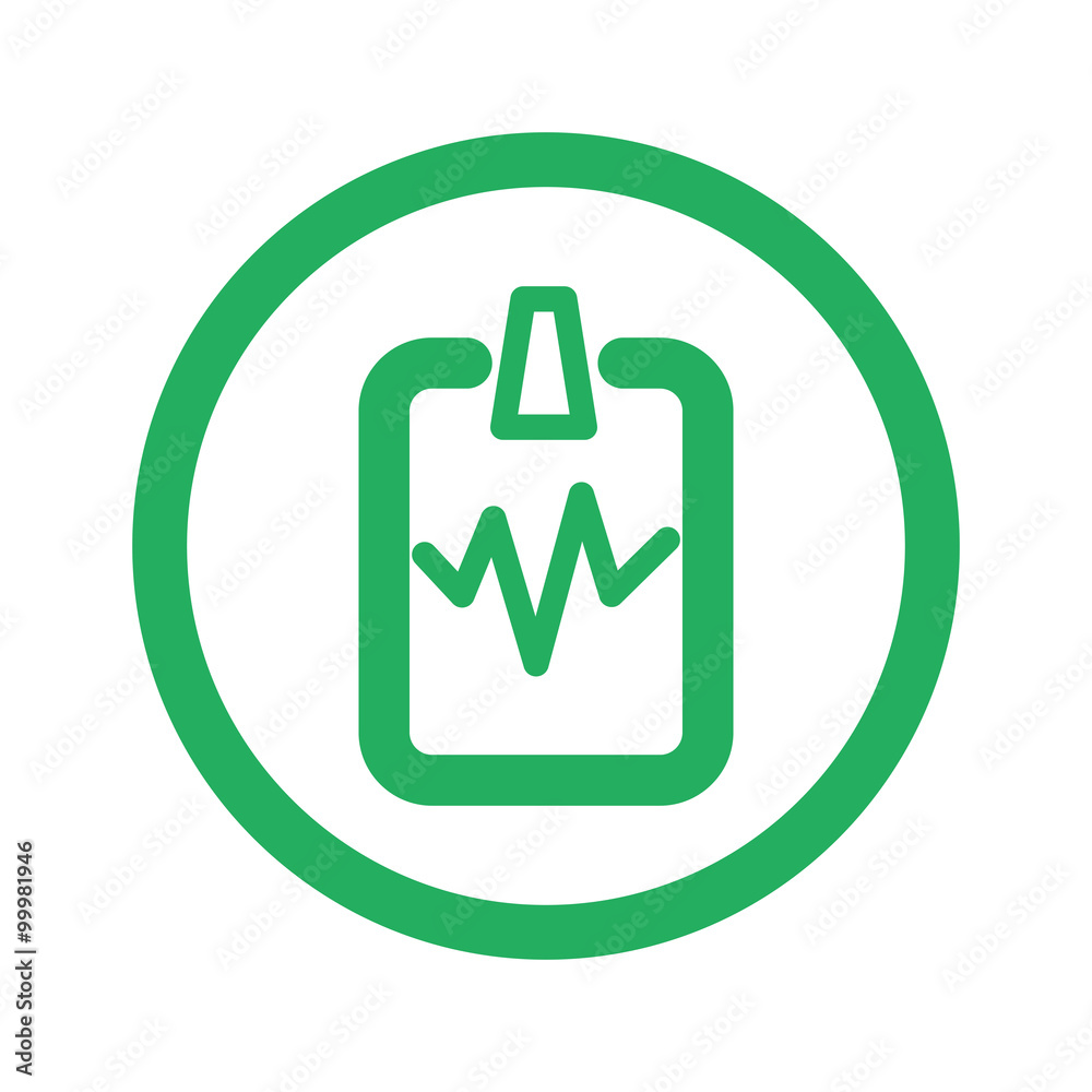 Flat green Cardiogram Clipboard icon and green circle Flat green Cardiogram Clipboard icon and green circle
