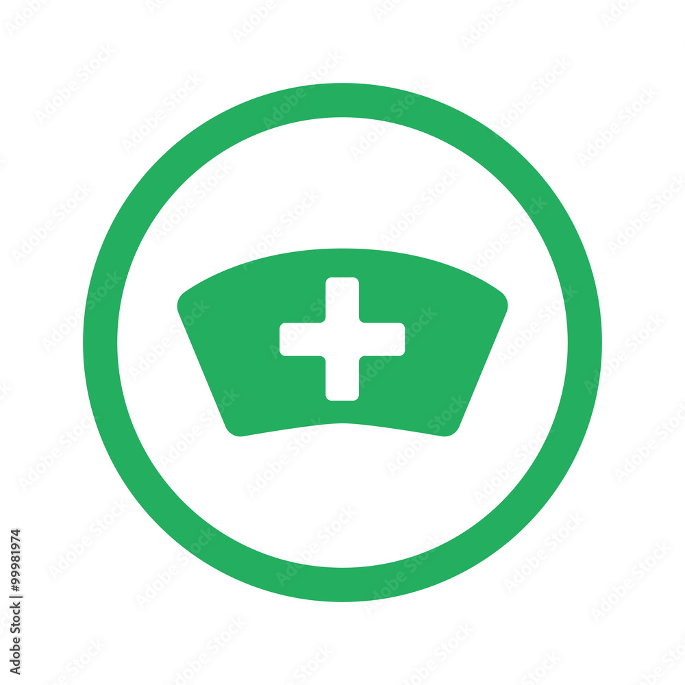 Flat green Nurse icon and green circle