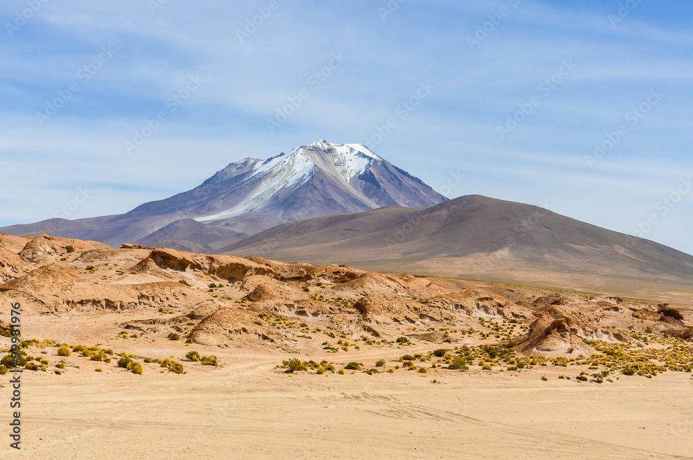 View of a volcano in the High Andean Plateau, Bolivia