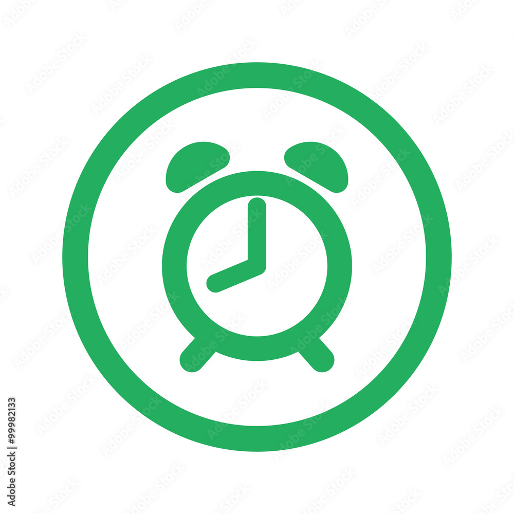 Flat green Alarm Clock icon and green circle