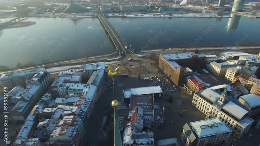 Aerial view over the Old Riga City Aerial view over the Old Riga City