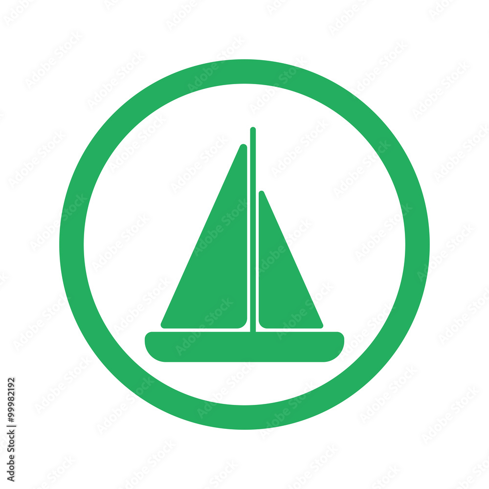 Flat green Sailboat icon and green circle Flat green Sailboat icon and green circle