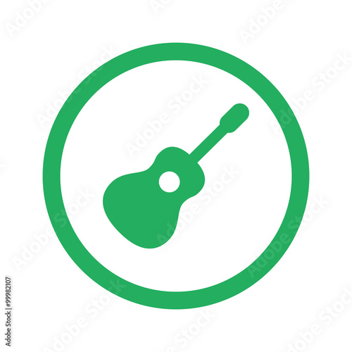 Flat green Guitar icon and green circle