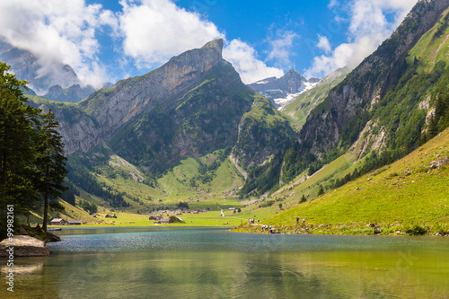 Stunning view of Seealpsee (lake) and the Alpstein massif © Peter Stein
